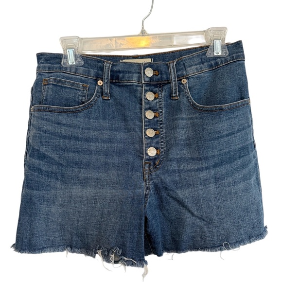 Madewell High Rise Raw hem Denim Shorts Size 27 Button Fly - Picture 1 of 7